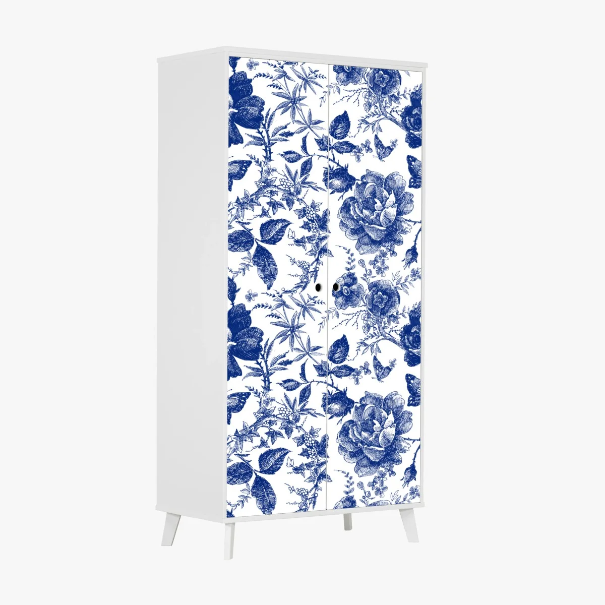 Sticker pour armoire motif floral bleu classique et raffiné – Wallnifity® Sticker pour armoire motif floral bleu classique et raffiné – Wallnifity®