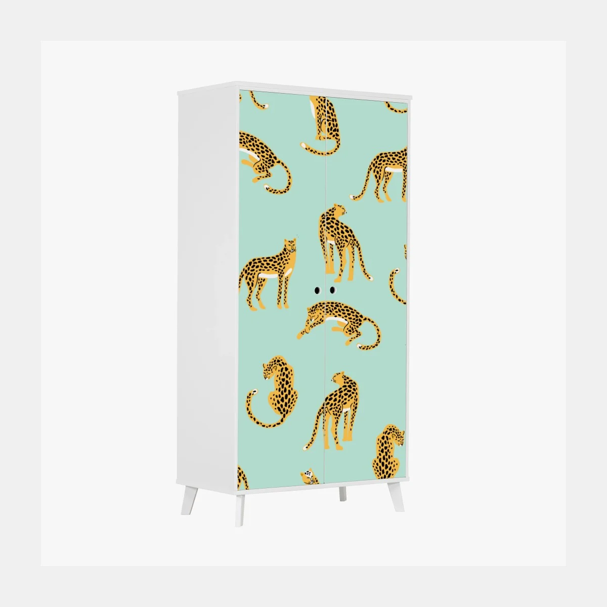 Sticker pour armoire motif guépards sur fond menthe – Wallnifity® Sticker pour armoire motif guépards sur fond menthe – Wallnifity®