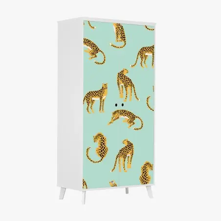 Sticker pour armoire motif guépards sur fond menthe – Wallnifity®