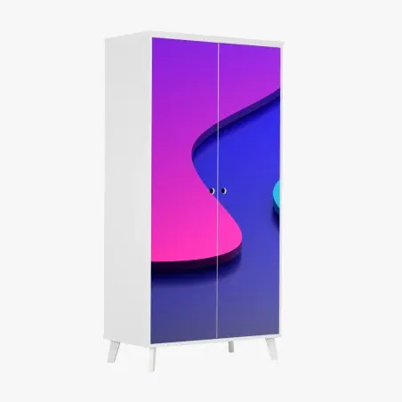 Sticker pour armoire abstraction 3d en dégradé violet et bleu – Wallnifity®