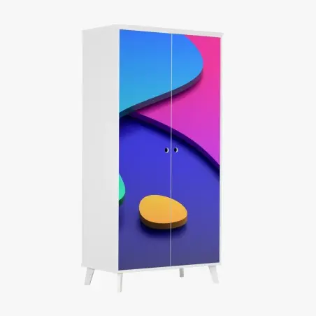 Sticker pour armoire composition abstraite dégradé violet et bleu minimaliste – Wallnifity®