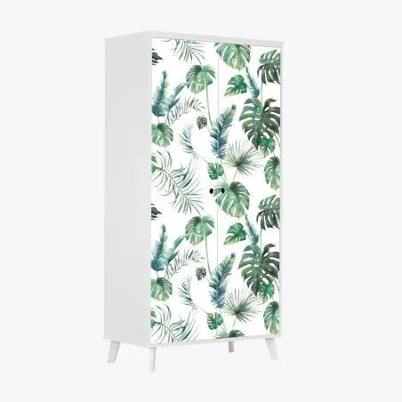 Sticker pour armoire motif feuilles tropicales en aquarelle – Wallnifity®