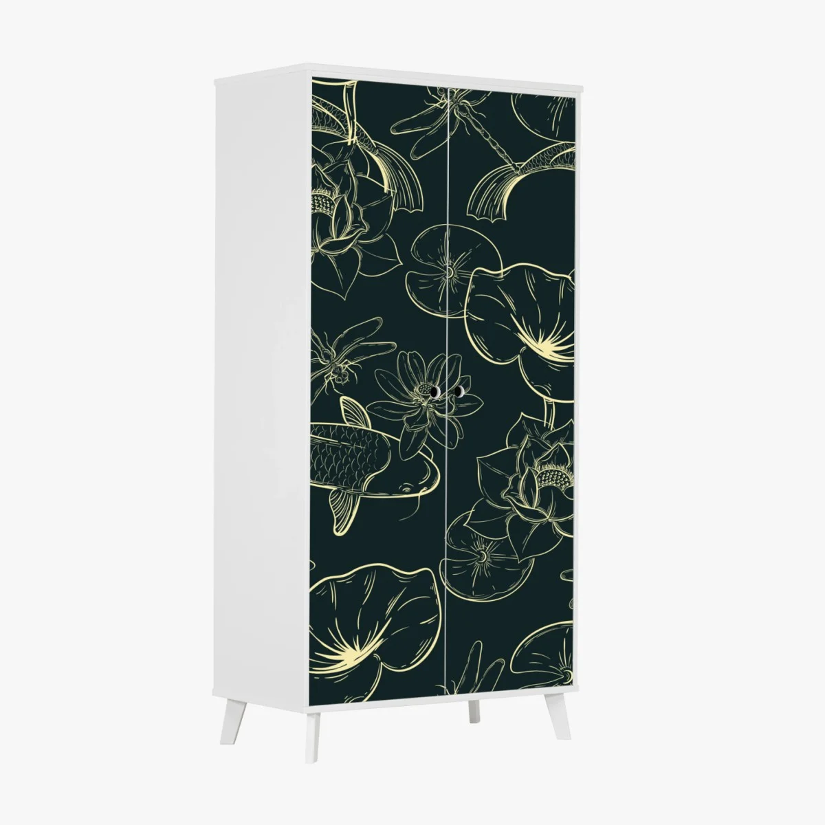 Sticker pour armoire motif carpes koi et nénuphars, illustration élégante – Wallnifity® Sticker pour armoire motif carpes koi et nénuphars, illustration élégante – Wallnifity®