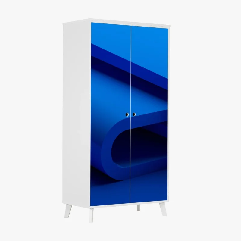 Sticker pour armoire ruban géométrique bleu minimaliste – Wallnifity®