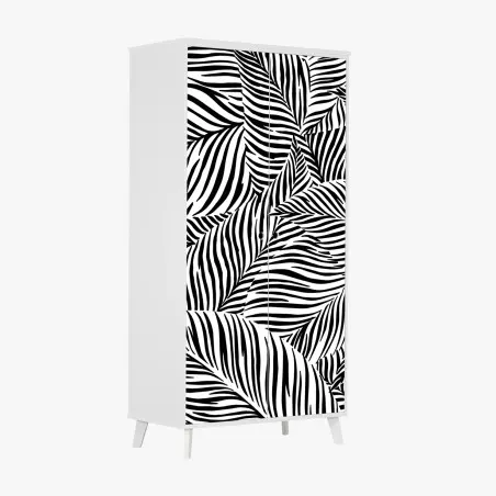 Sticker pour armoire feuillage graphique noir et blanc – Wallnifity®