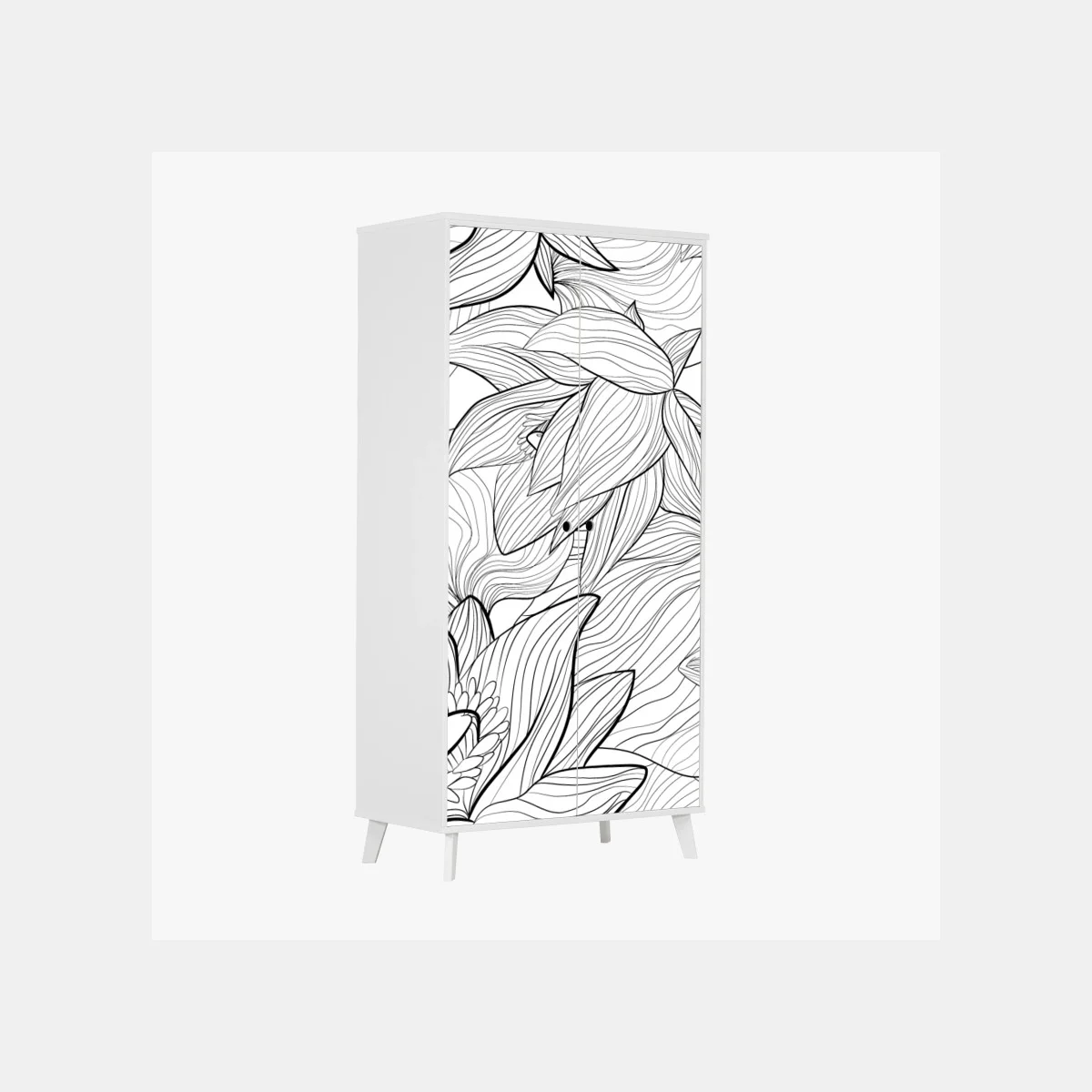 Sticker pour armoire motif floral linéaire noir et blanc – Wallnifity® Sticker pour armoire motif floral linéaire noir et blanc – Wallnifity®