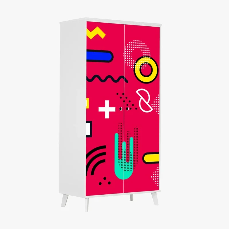 Sticker pour armoire motif géométrique rétro coloré – Wallnifity®