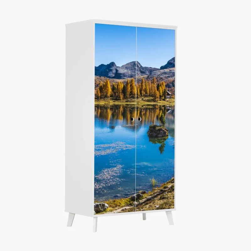 Sticker pour armoire reflets d'automne au lac alpin – Wallnifity®