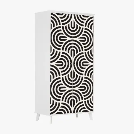Sticker pour armoire motif géométrique optique noir et blanc – Wallnifity®