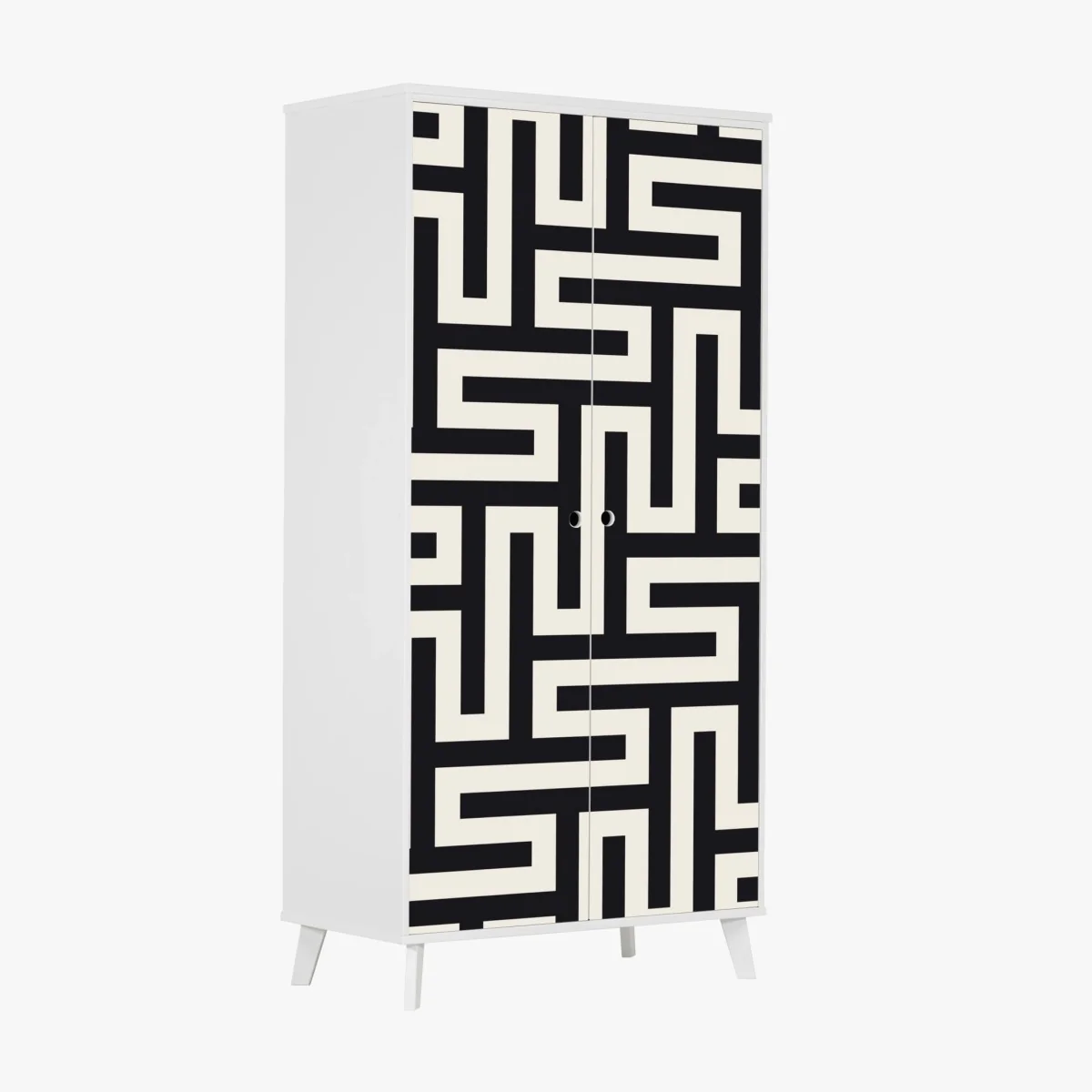 Sticker pour armoire motif labyrinthe géométrique noir et beige – Wallnifity® Sticker pour armoire motif labyrinthe géométrique noir et beige – Wallnifity®