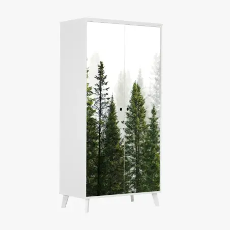 Sticker pour armoire forêt de sapins brumeuse – Wallnifity®