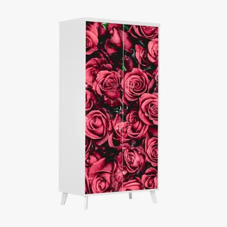 Sticker pour armoire bouquet de roses rouges en gros plan – Wallnifity®