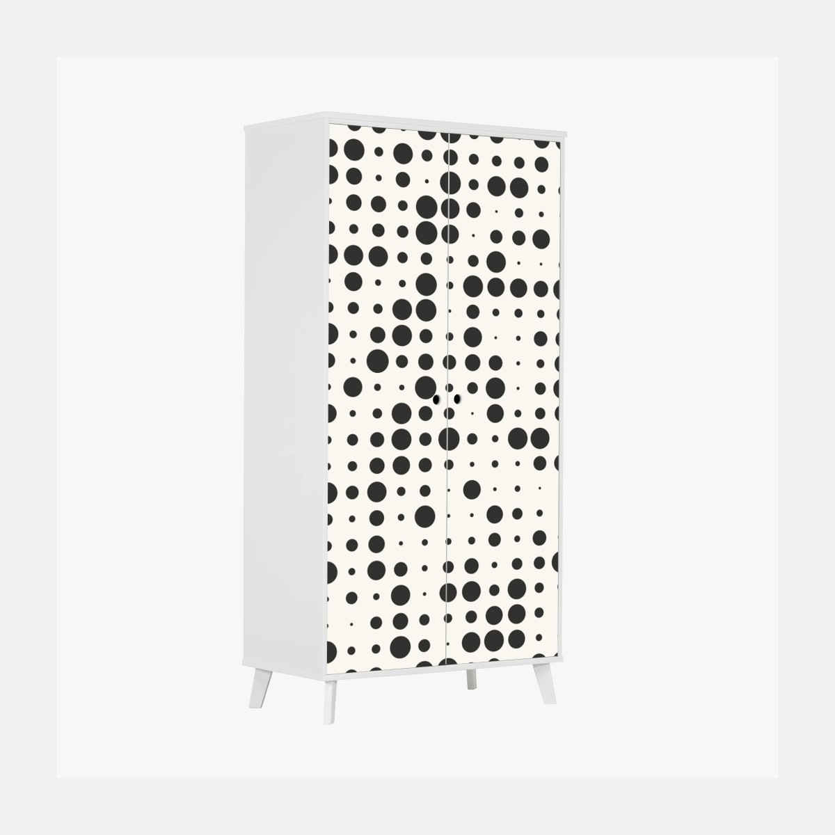 Sticker pour armoire motif à pois graphique noir et crème – Wallnifity®