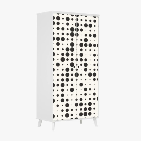 Sticker pour armoire motif à pois graphique noir et crème – Wallnifity®