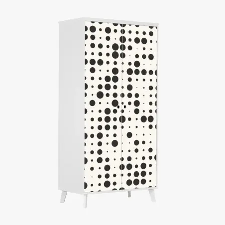 Sticker pour armoire motif à pois graphique noir et crème – Wallnifity®
