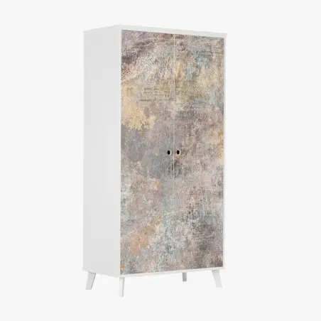 Sticker pour armoire abstraction patinée aux tons terreux et pastels – Wallnifity®