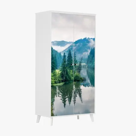 Sticker pour armoire matin brumeux au Lacu Roșu, Harghita – Wallnifity®