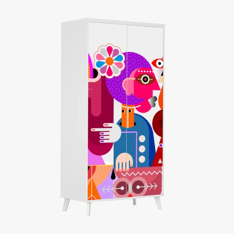 Sticker pour armoire rêve arc-en-ciel sur oiseau géométrique – Wallnifity® Sticker pour armoire rêve arc-en-ciel sur oiseau géométrique – Wallnifity®