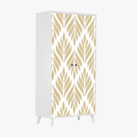 Sticker pour armoire motif feuilles dorées pour décoration murale – Wallnifity®