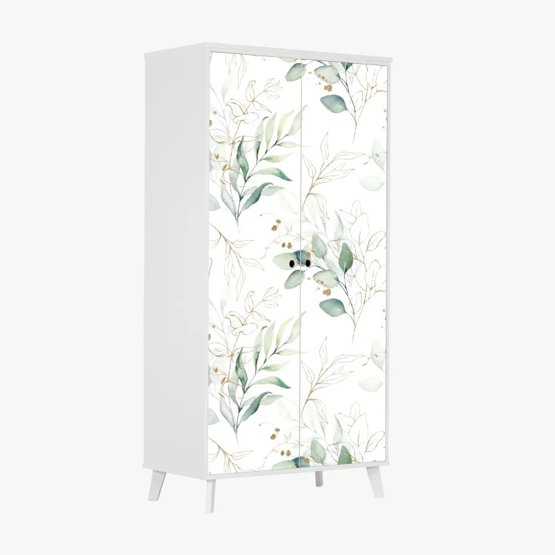Sticker pour armoire motif botanique aquarelle vert et doré – Wallnifity® Sticker pour armoire motif botanique aquarelle vert et doré – Wallnifity®