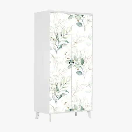 Sticker pour armoire motif botanique aquarelle vert et doré – Wallnifity®