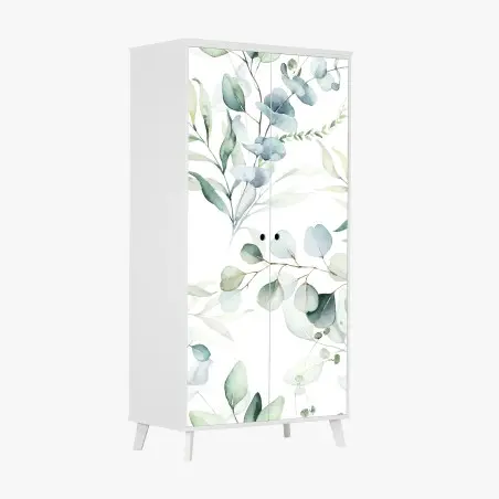Sticker pour armoire eucalyptus aquarelle élégant motif botanique apaisant – Wallnifity®