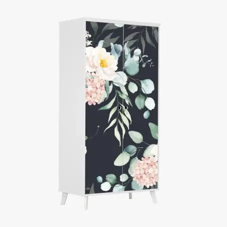 Sticker pour armoire bouquet aquarelle sur fond sombre – Wallnifity®