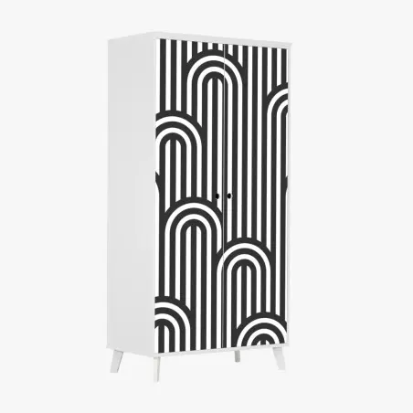 Sticker pour armoire motif d'arches géométriques noir et blanc – Wallnifity®