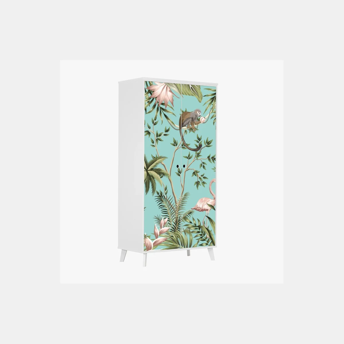 Sticker pour armoire jungle tropical vintage sur fond bleu – Wallnifity® Sticker pour armoire jungle tropical vintage sur fond bleu – Wallnifity®