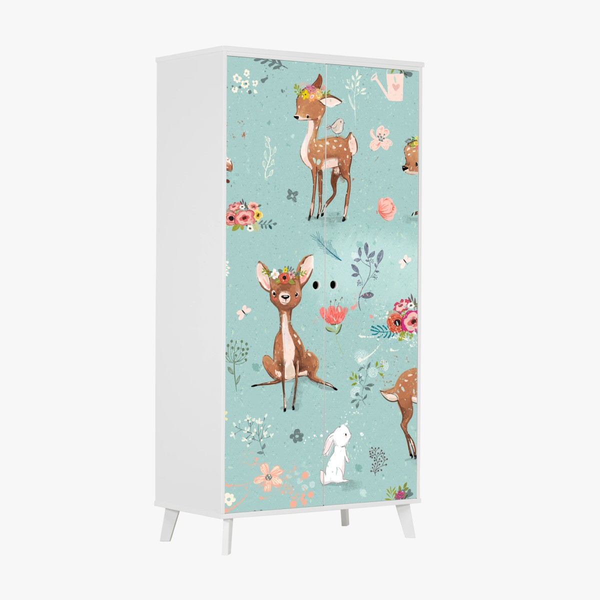 Sticker pour armoire douce forêt de faons et lapins – Wallnifity®