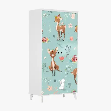 Sticker pour armoire douce forêt de faons et lapins – Wallnifity®
