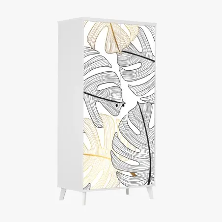 Sticker pour armoire motif feuilles de monstera noir et doré – Wallnifity®