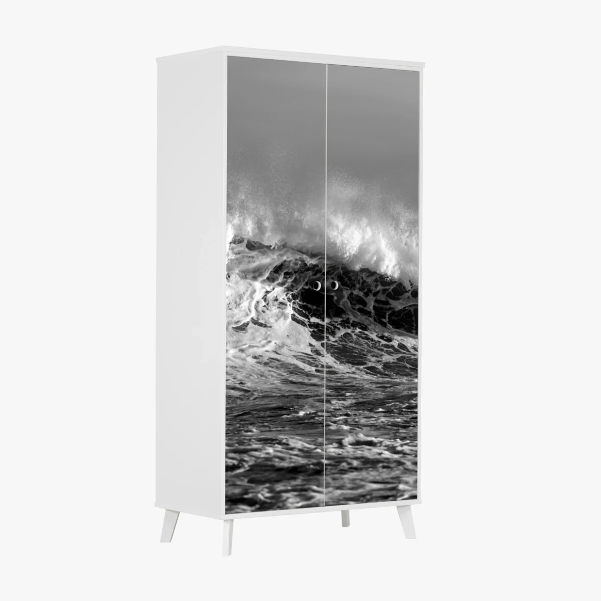 Sticker pour armoire vague puissante en noir et blanc – Wallnifity® Sticker pour armoire vague puissante en noir et blanc – Wallnifity®