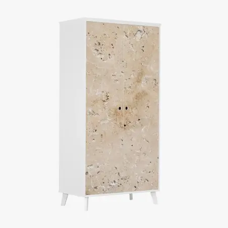 Sticker pour armoire texture de pierre naturelle beige et rustique – Wallnifity®