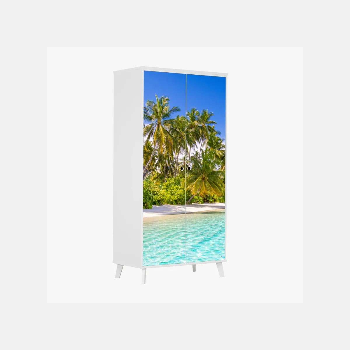 Sticker pour armoire plage tropicale au sable blanc et eau turquoise – Wallnifity® Sticker pour armoire plage tropicale au sable blanc et eau turquoise – Wallnifity®