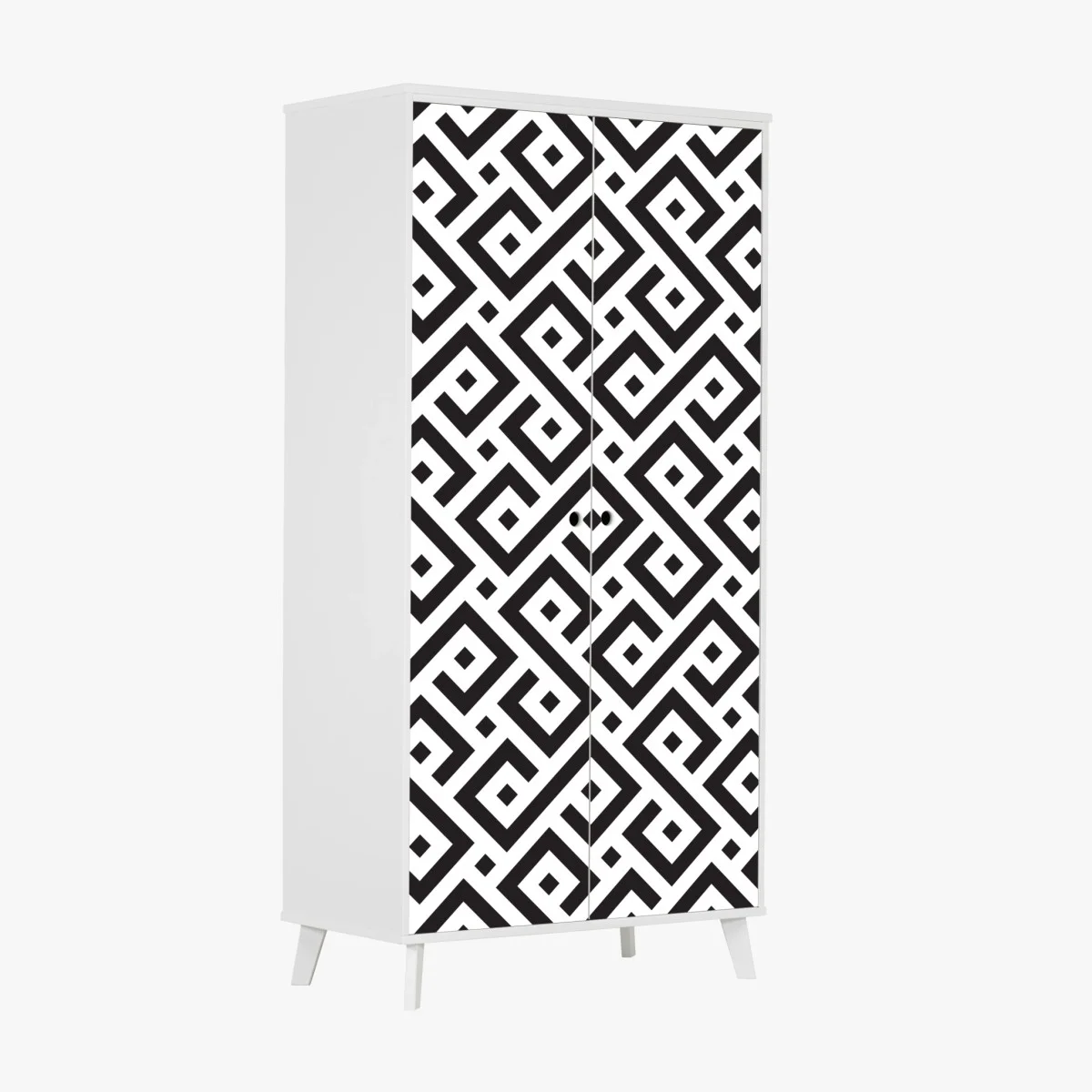 Sticker pour armoire motif méandre géométrique noir et blanc pour décoration murale – Wallnifity® Sticker pour armoire motif méandre géométrique noir et blanc pour décoration murale – Wallnifity®