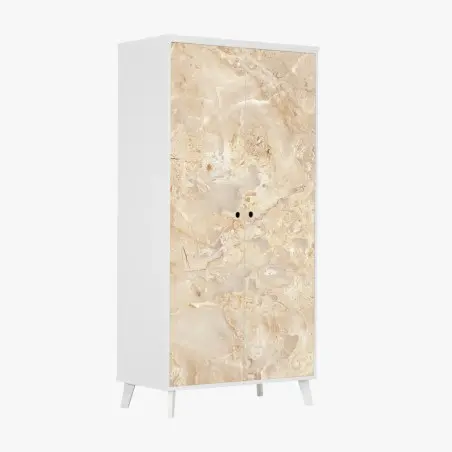 Sticker pour armoire marbre beige naturel aux veines délicates – Wallnifity®