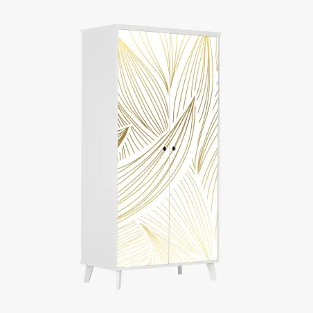Sticker pour armoire motif floral doré minimaliste – Wallnifity®