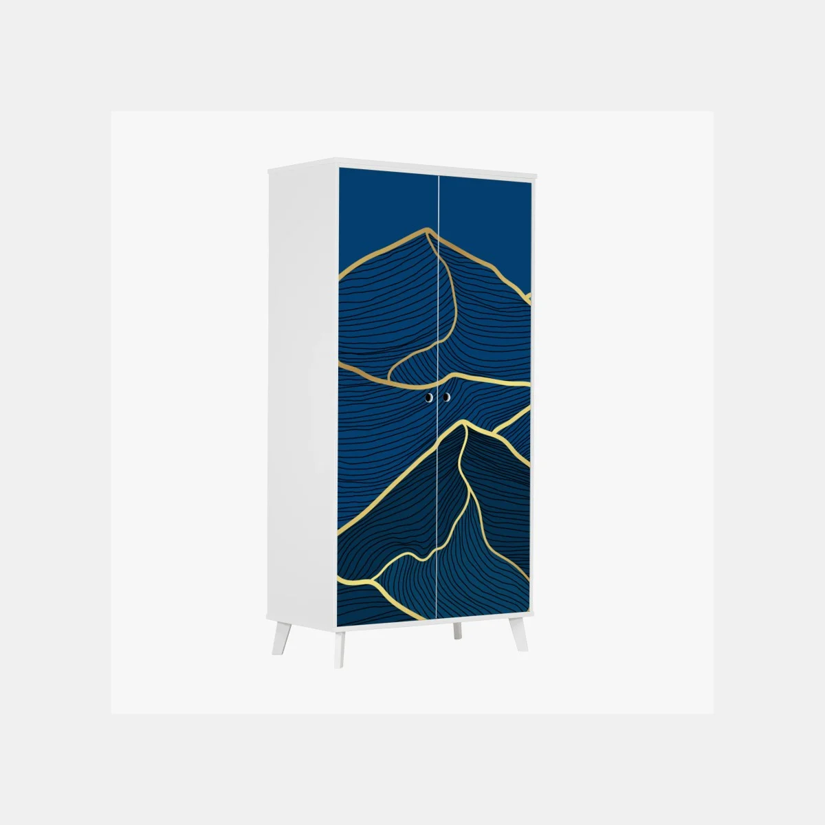 Sticker pour armoire paysage de montagnes aux lignes dorées – Wallnifity® Sticker pour armoire paysage de montagnes aux lignes dorées – Wallnifity®