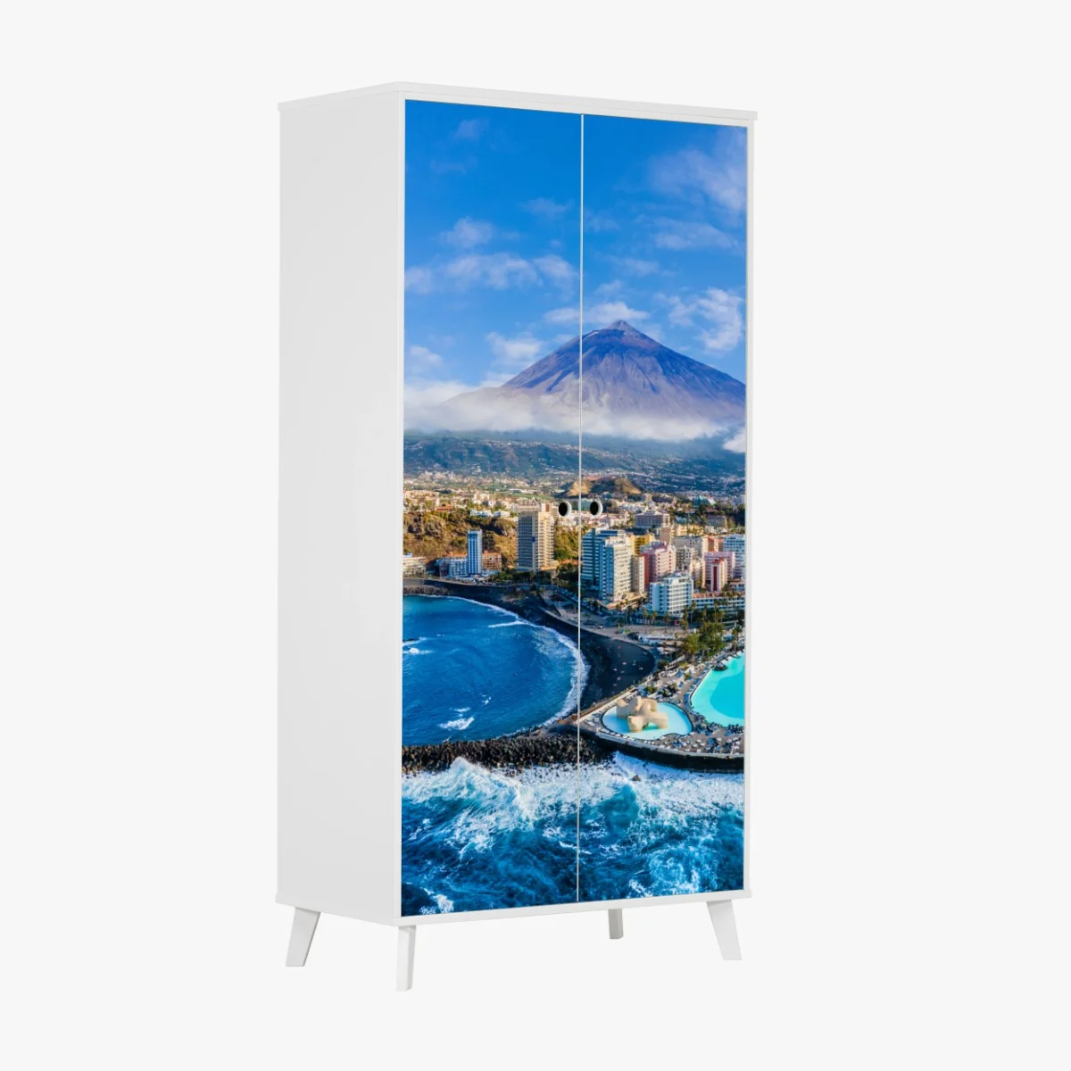 Sticker pour armoire panorama côtier au pied du volcan – Wallnifity® Sticker pour armoire panorama côtier au pied du volcan – Wallnifity®