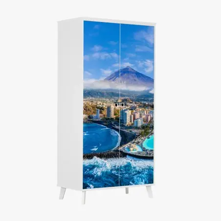 Sticker pour armoire panorama côtier au pied du volcan – Wallnifity®