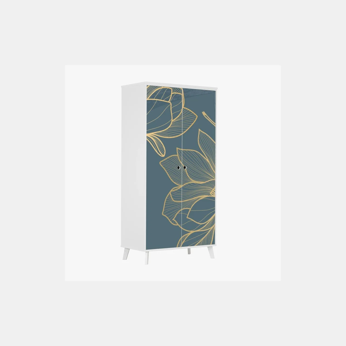 Sticker pour armoire motif floral doré sur fond bleu-gris – Wallnifity® Sticker pour armoire motif floral doré sur fond bleu-gris – Wallnifity®