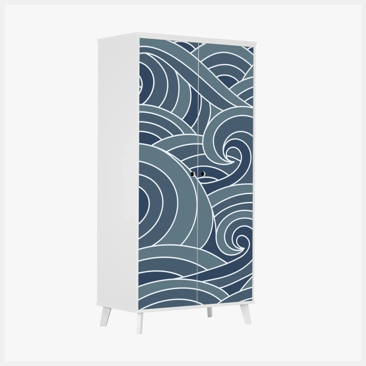 Sticker pour armoire vagues stylisées japonaises bleu-gris – Wallnifity® Sticker pour armoire vagues stylisées japonaises bleu-gris – Wallnifity®