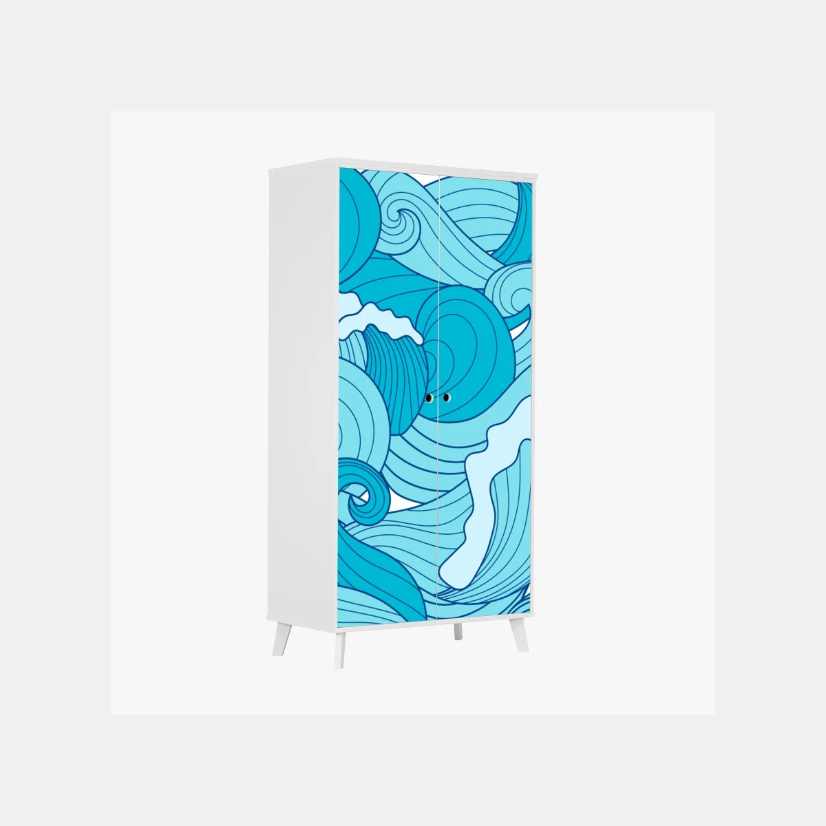 Sticker pour armoire vagues stylisées en nuances de bleu – Wallnifity® Sticker pour armoire vagues stylisées en nuances de bleu – Wallnifity®