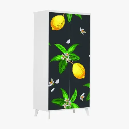 Sticker pour armoire motif citronné tropical sur fond sombre – Wallnifity®