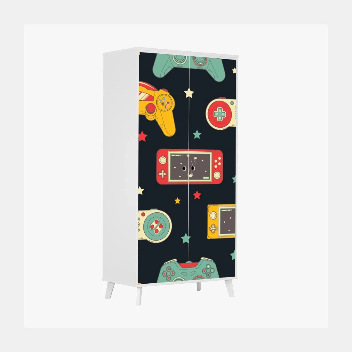 Sticker pour armoire motif rétro de manettes de jeu colorées – Wallnifity® Sticker pour armoire motif rétro de manettes de jeu colorées – Wallnifity®