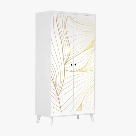 Sticker pour armoire élégance linéaire dorée – Wallnifity®