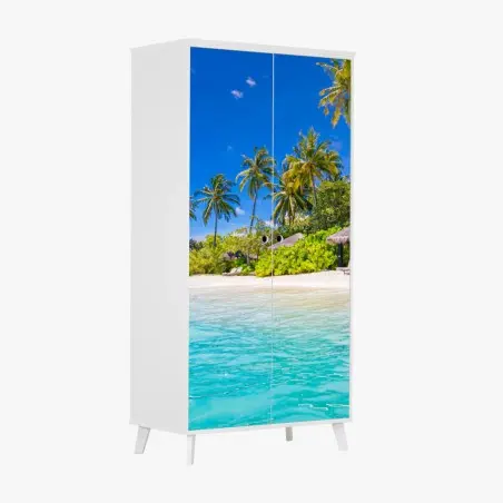 Sticker pour armoire plage tropicale paradisiaque bord de mer – Wallnifity®