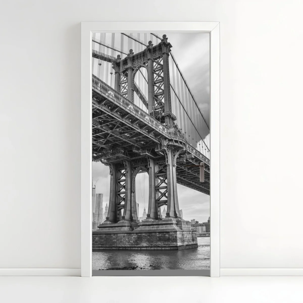 Sticker pour porte perspective grand angle du pont de Manhattan – Wallnifity® Sticker pour porte perspective grand angle du pont de Manhattan – Wallnifity®
