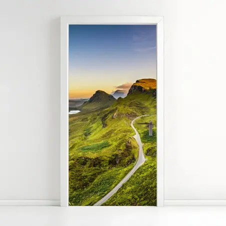 Sticker pour porte crépuscule au Quiraing, Île de Skye – Wallnifity®